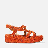 SANDALS - ANTONA, coral red raffia || OUTLET - Clergerie Paris - USA