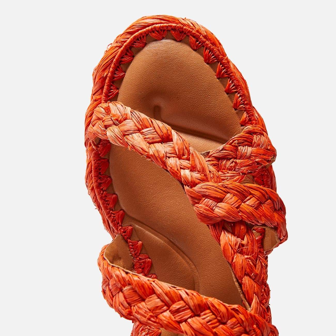 SANDALS - ANTONA sandals, coral red raffia || OUTLET - ANTONACRLRAFM350 - Clergerie Paris - USA