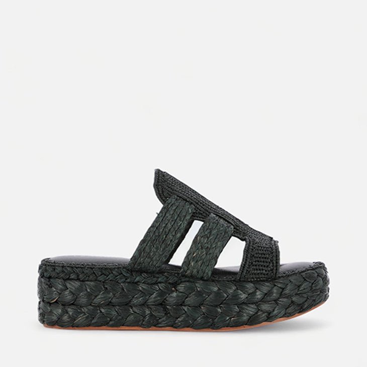 SANDALS - ARALIA, raffia black - Clergerie Paris - USA