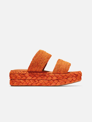 MULES - ARLENE slippers, papaya straw - ARLENEPAPRAFM350 - Clergerie Paris - USA