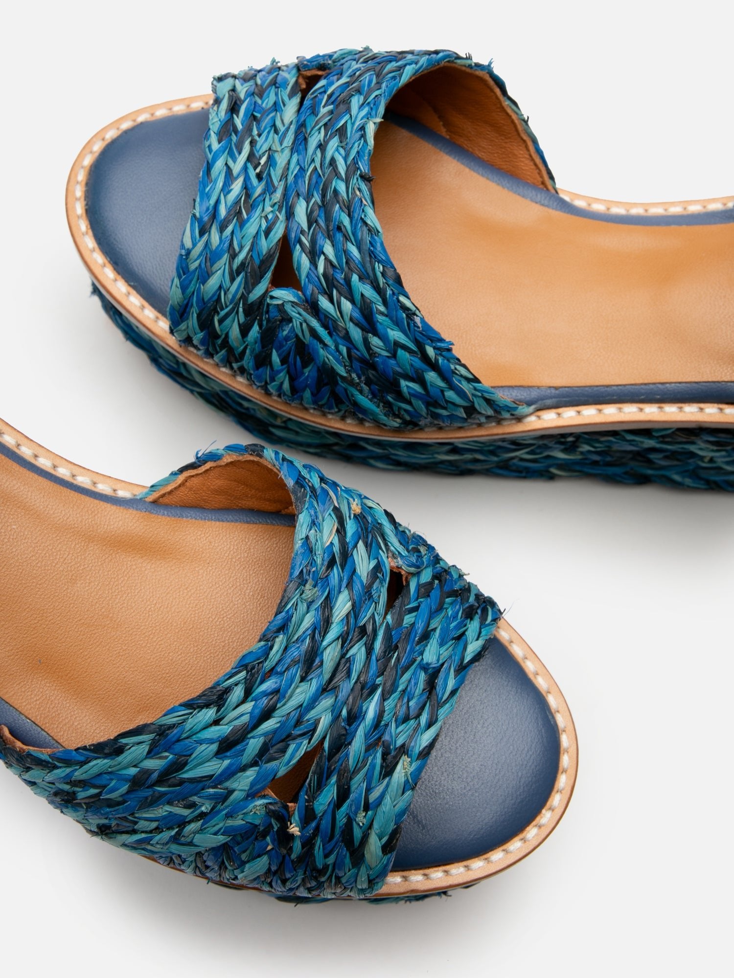 SANDALS - ARTY, azure raffia - Clergerie Paris - USA