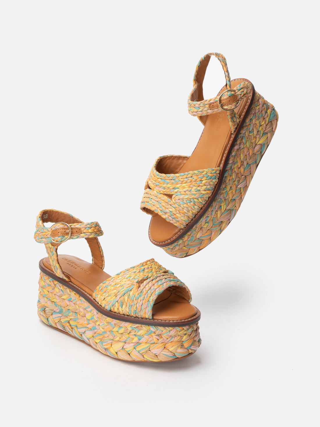 SANDALS - ARTY, pastel raffia - Clergerie Paris - USA