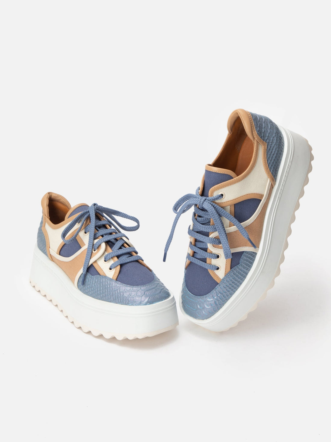 SNEAKERS - AURORA, azure snake effect iridescent - Clergerie Paris - USA