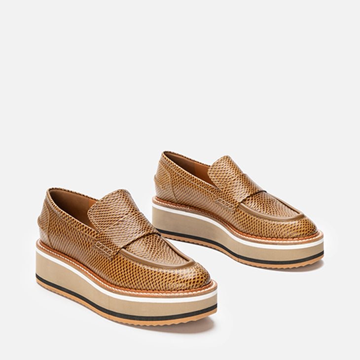 LOAFERS - BAHATI, snake - effect gobi - Clergerie Paris - USA