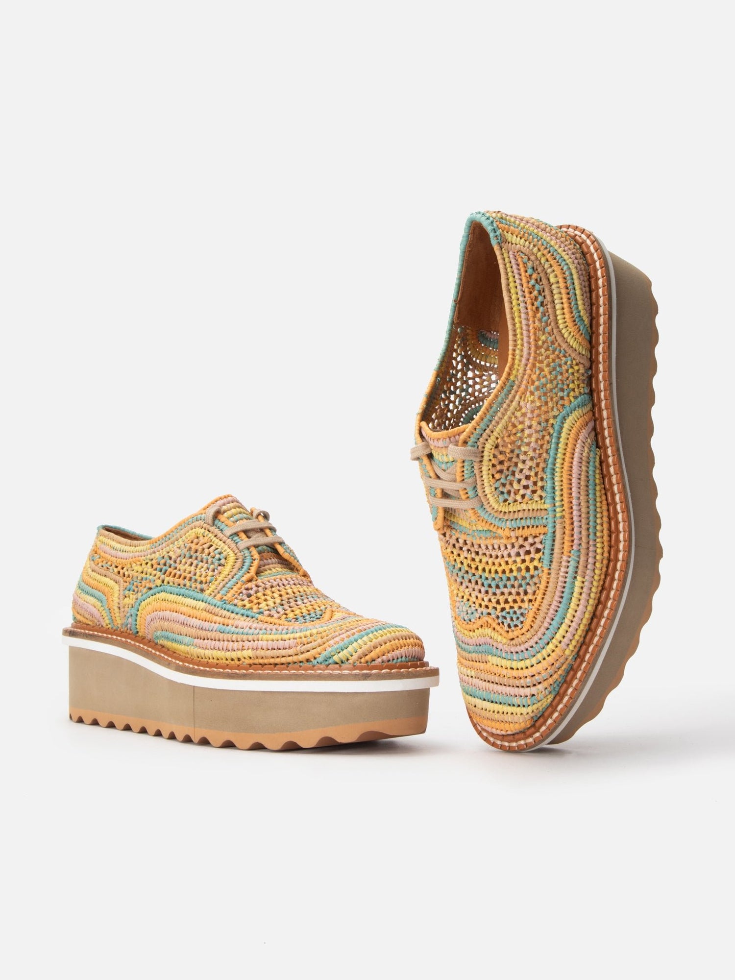 DERBIES - BASEL, pastel mix raffia - Clergerie Paris - USA