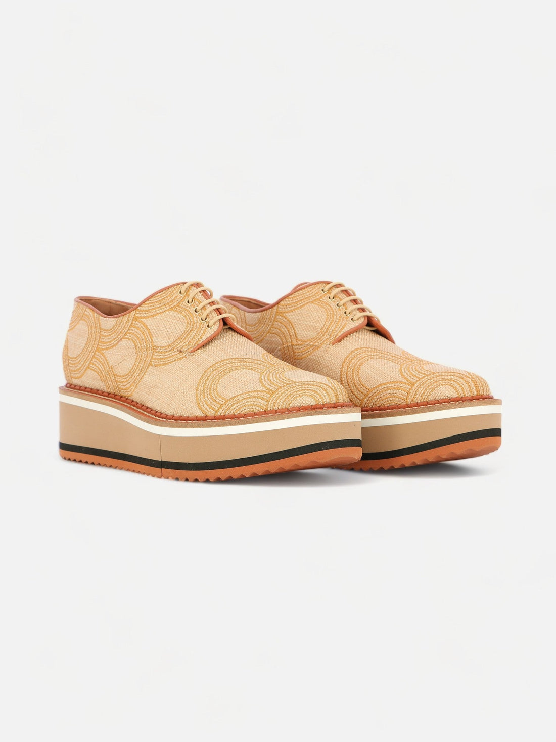 DERBIES - BAXTER, natural papyrus effect fabric - Clergerie Paris - USA