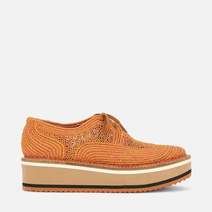 DERBIES - BIRDIE, brown & golden raffia - Clergerie Paris - USA