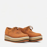 DERBIES - BIRDIE, brown & golden raffia - Clergerie Paris - USA