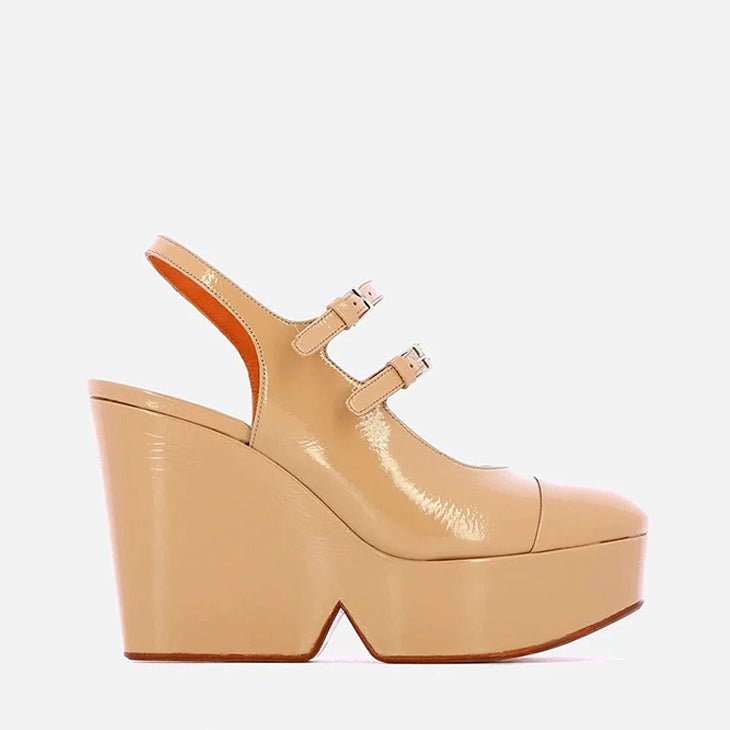 WEDGES - BONITA, varnished beige || OUTLET - Clergerie Paris - USA