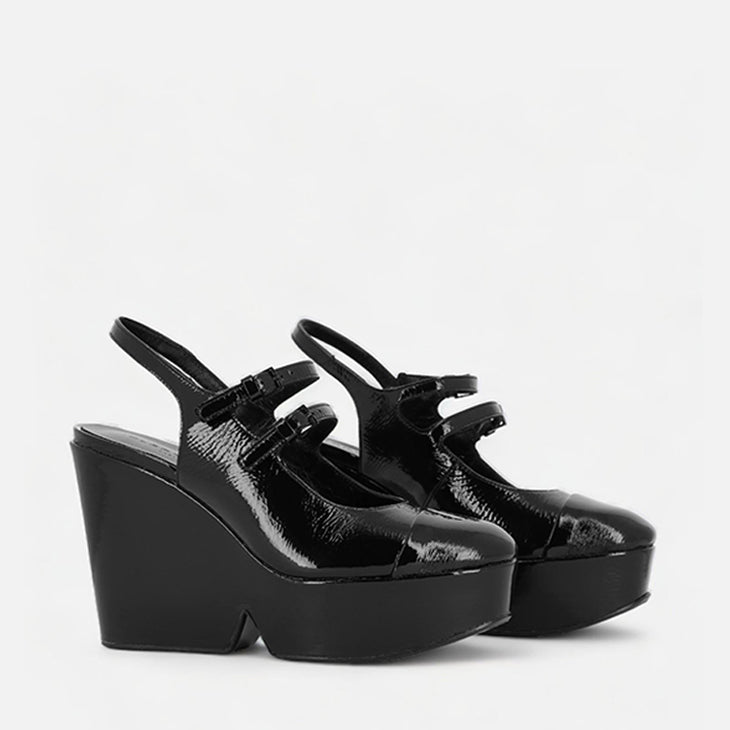 WEDGES - BONITA, varnished black - Clergerie Paris - USA