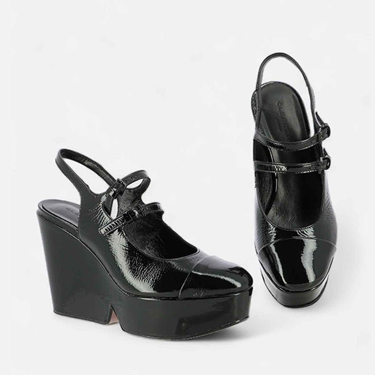 WEDGES - BONITA, varnished black - Clergerie Paris - USA