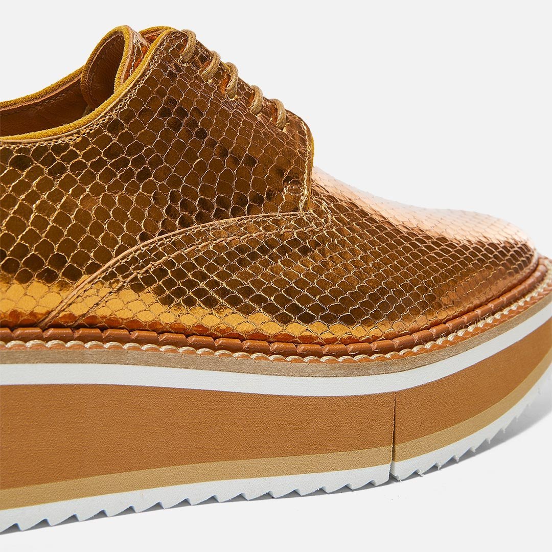 DERBIES - BROOK derbies, yellow metallic goatskin || OUTLET - BROOKS7RESMSNM350 - Clergerie Paris - USA