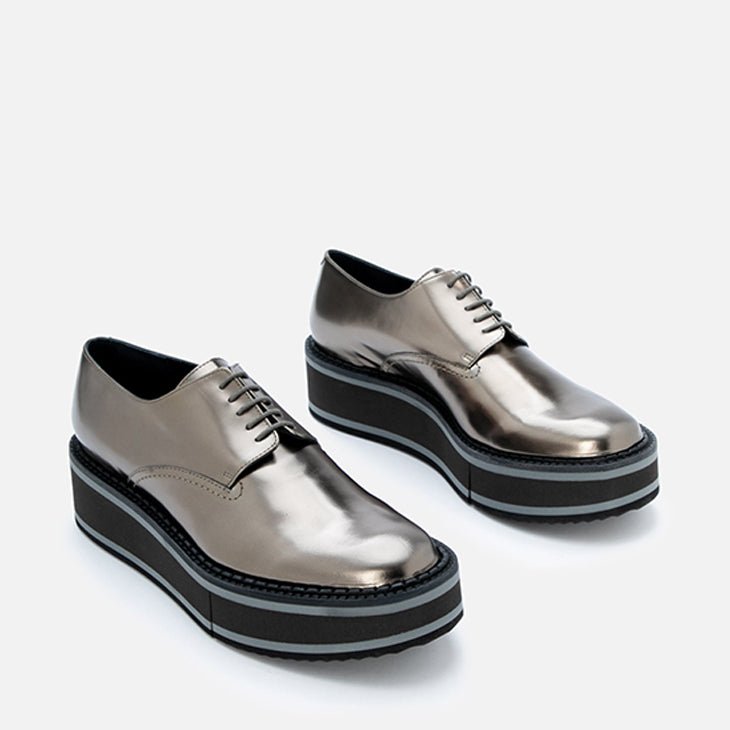 DERBIES - BROOK, gloss metallic gobi - Clergerie Paris - USA