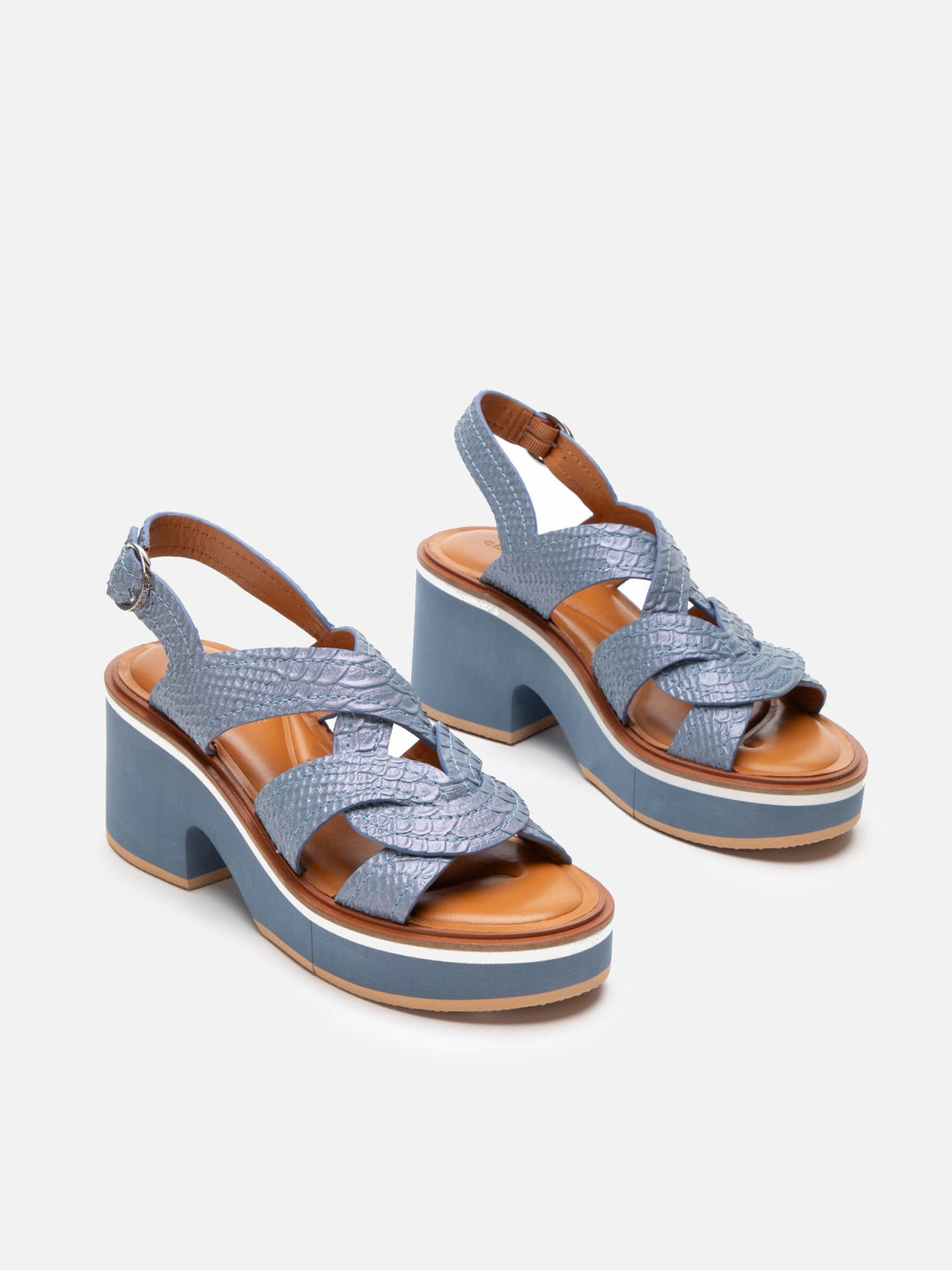SANDALS - CALIXA, azure snake effect - Clergerie Paris - USA