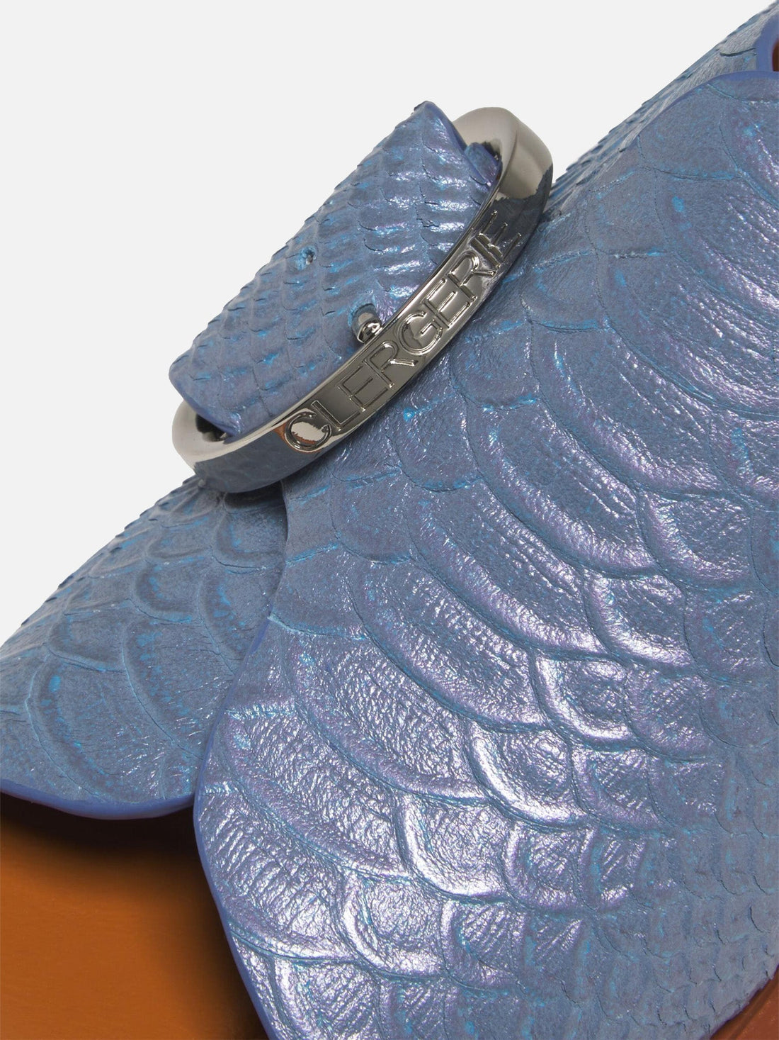 MULES - CASH, azure snake effect iridescent - Clergerie Paris - USA