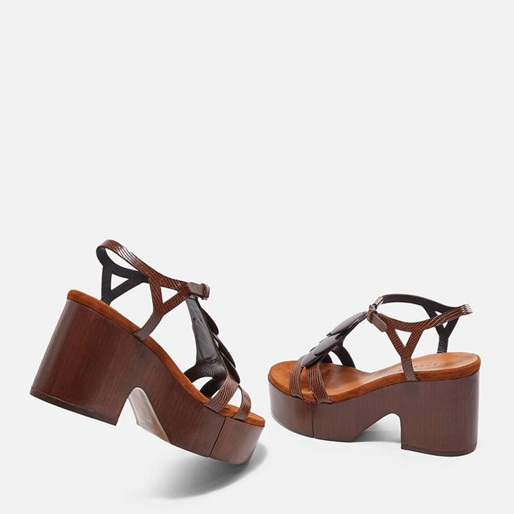 SANDALS - CELENIE, brown lizard printed || OUTLET - Clergerie Paris - USA