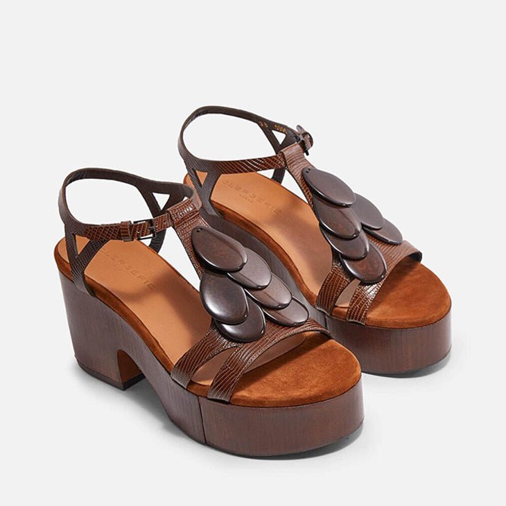 SANDALS - CELENIE, brown lizard printed || OUTLET - Clergerie Paris - USA