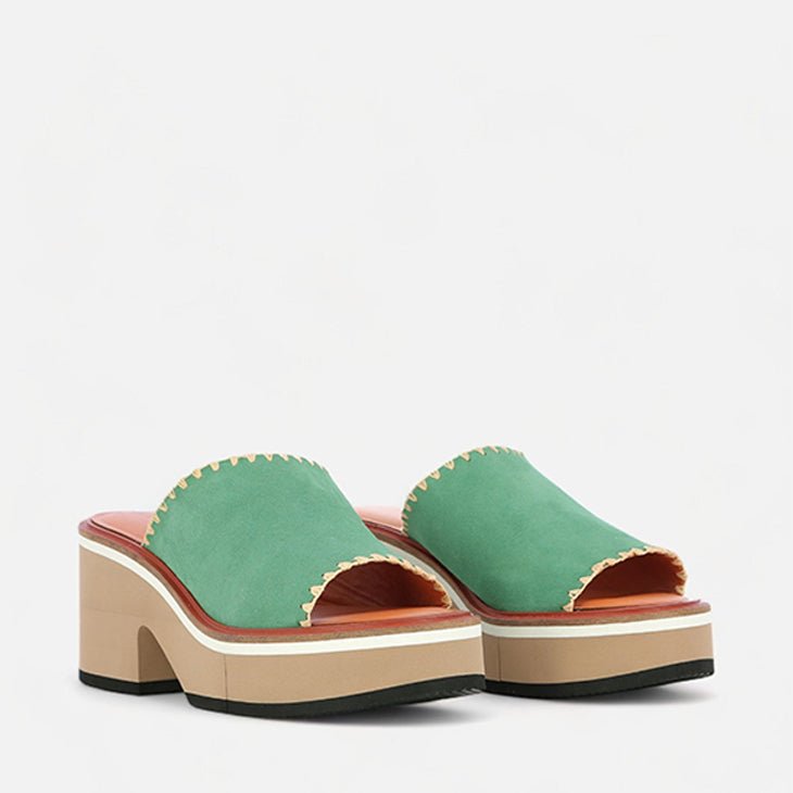 MULES - CESSY, suede moss - Clergerie Paris - USA