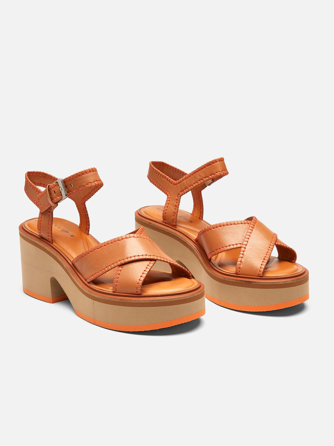 CHARLINE sandals, brown lambskin || OUTLET