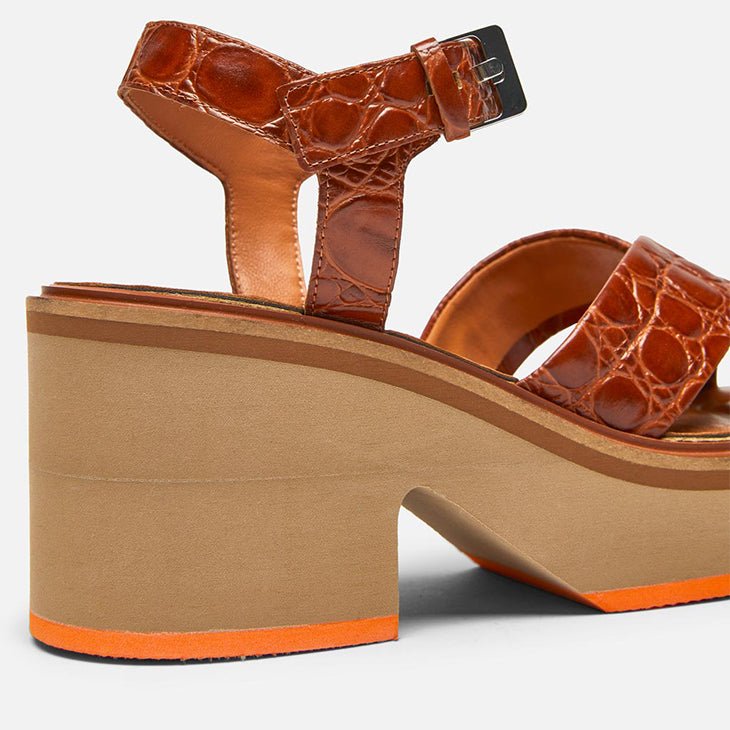 SANDALS - CHARLINE, brown croco || OUTLET - Clergerie Paris - USA