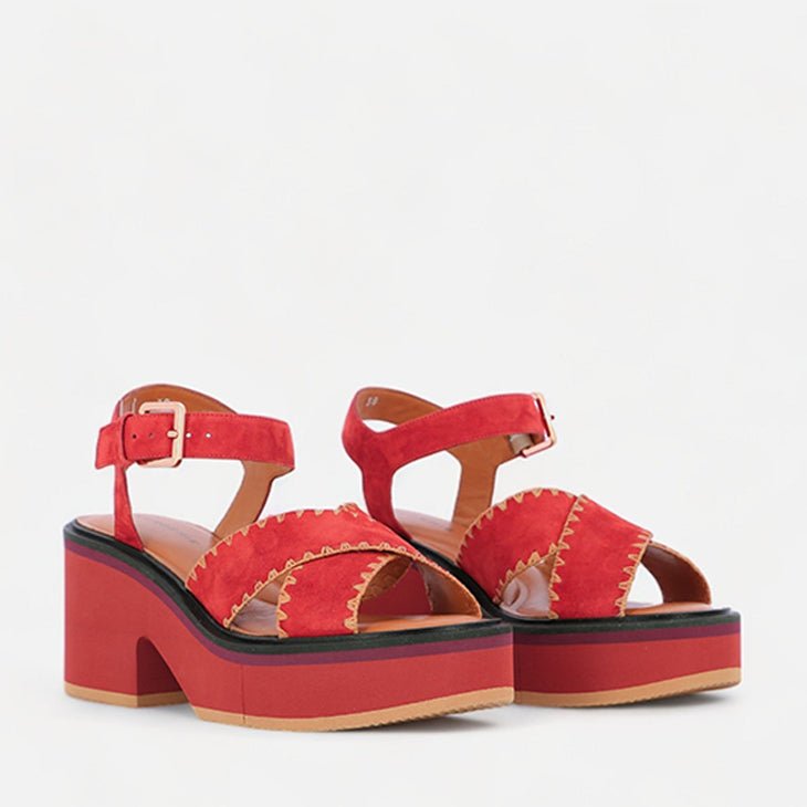 SANDALS - CHARLINE, suede red - Clergerie Paris - USA