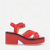 SANDALS - CHARLINE, suede red - Clergerie Paris - USA