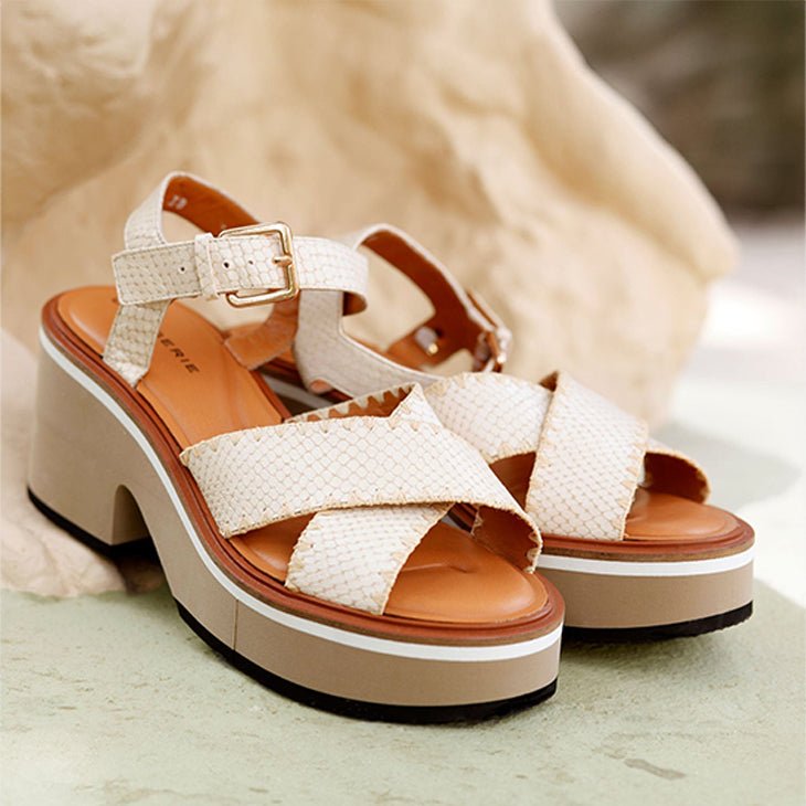 SANDALS - CHARLINE, white python effect - Clergerie Paris - USA