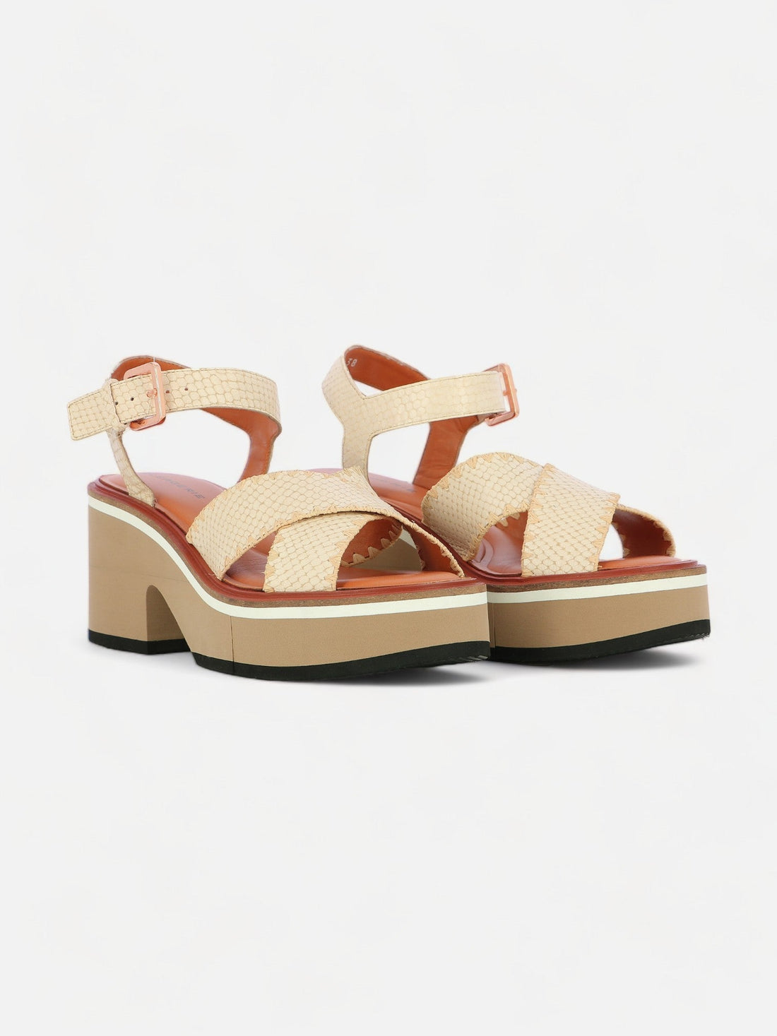 SANDALS - CHARLINE, white python effect - Clergerie Paris - USA