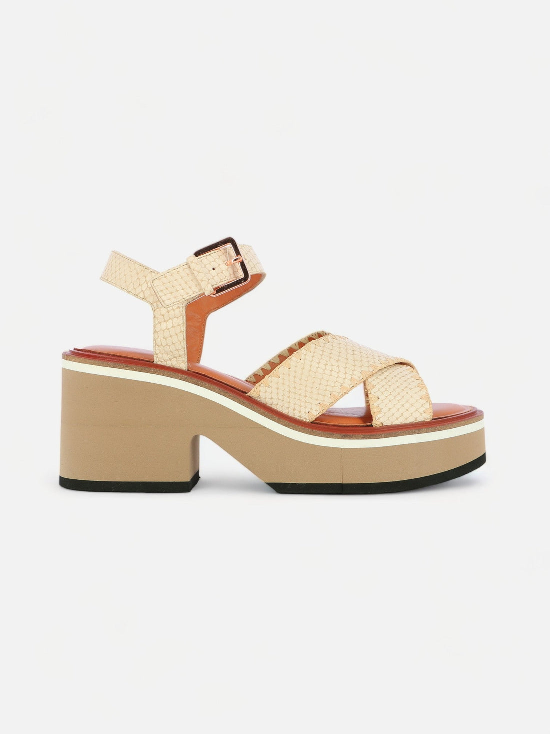 SANDALS - CHARLINE, white python effect - Clergerie Paris - USA