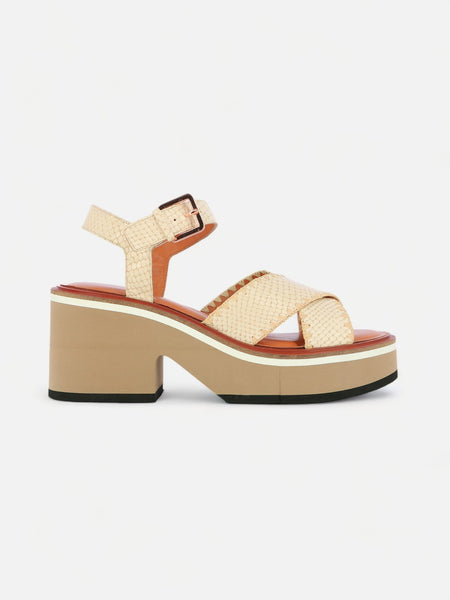 CLERGERIEファーサンダル charline-white-python-effect-