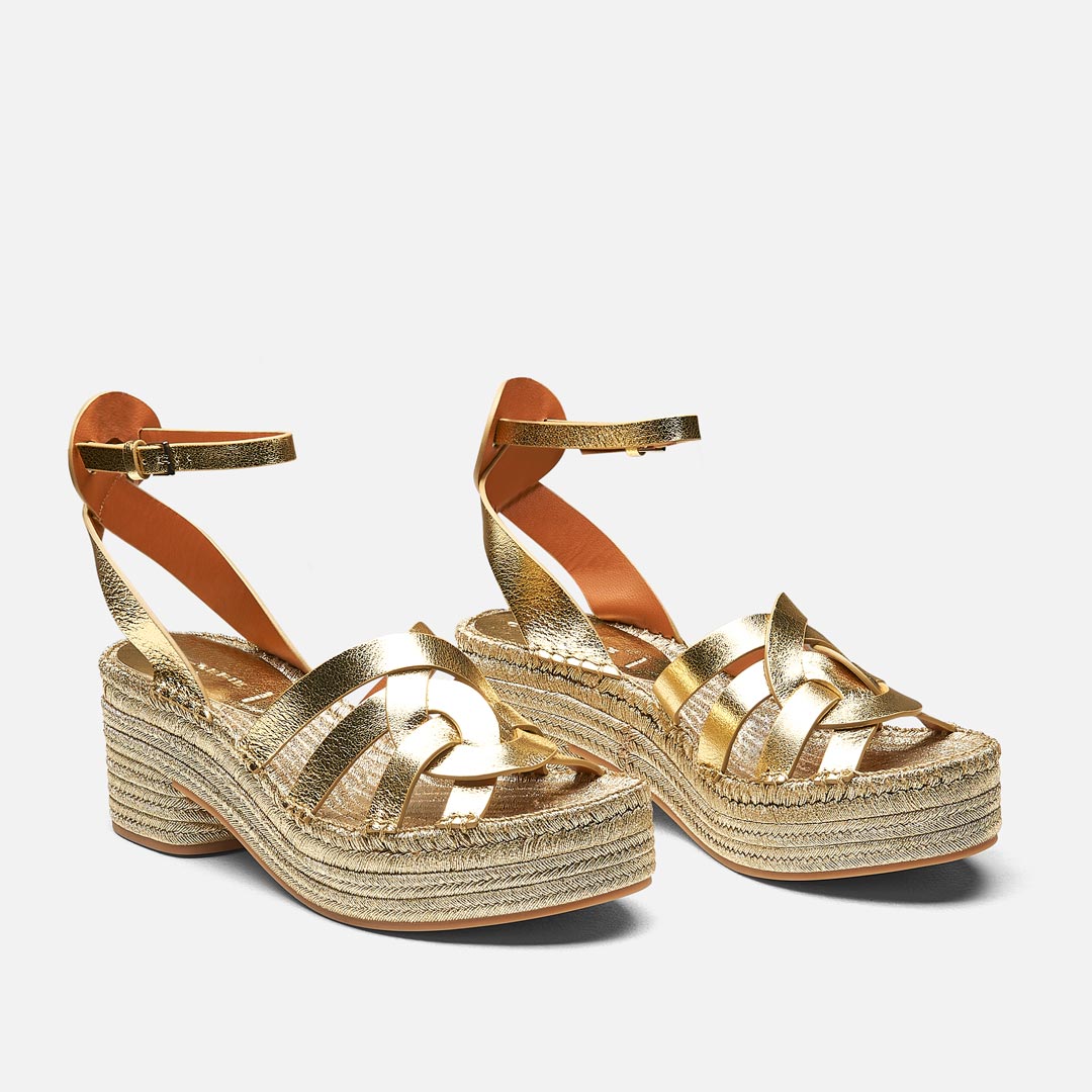 SANDALS - CHAYA sandals, light gold lambskin || OUTLET - CHAYALGOMTNM350 - Clergerie Paris - USA