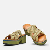 MULES - CHERMY, aloe green & raffia || OUTLET - Clergerie Paris - USA