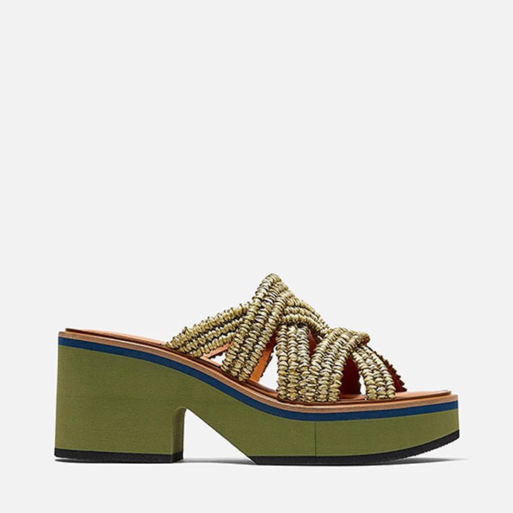 MULES - CHERMY, aloe green &amp; raffia || OUTLET - Clergerie Paris - USA