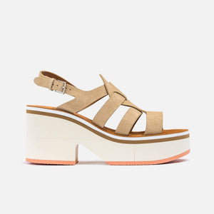 SANDALS - COLINE sandals, sand beige suede calfskin || OUTLET - COLINECSANCRUM350 - Clergerie Paris - USA