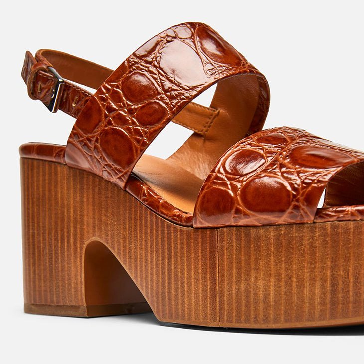 SANDALS - CORA, brown croco || OUTLET - Clergerie Paris - USA