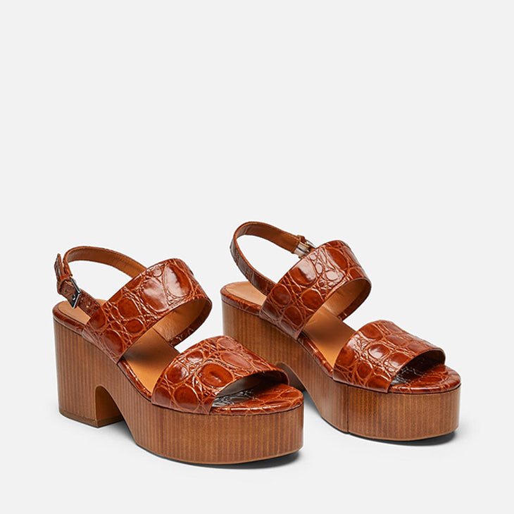 SANDALS - CORA, brown croco || OUTLET - Clergerie Paris - USA