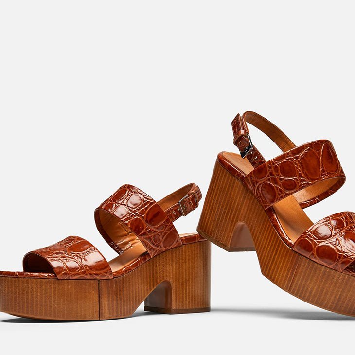 SANDALS - CORA, brown croco || OUTLET - Clergerie Paris - USA