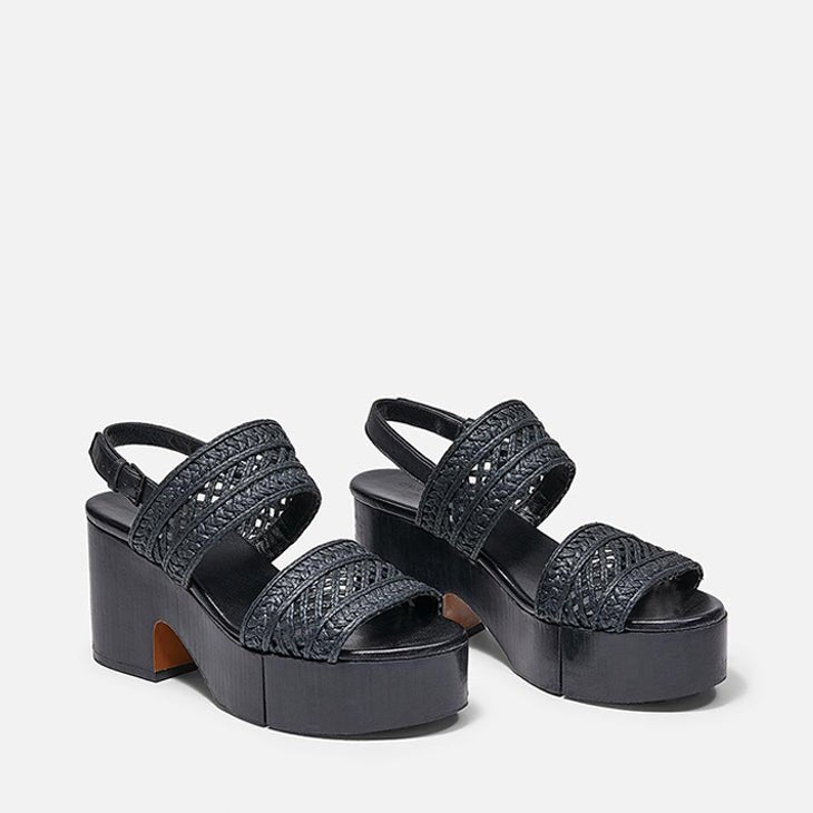 SANDALS - CYRIELLE, black cellulose raffia || OUTLET - Clergerie Paris - USA