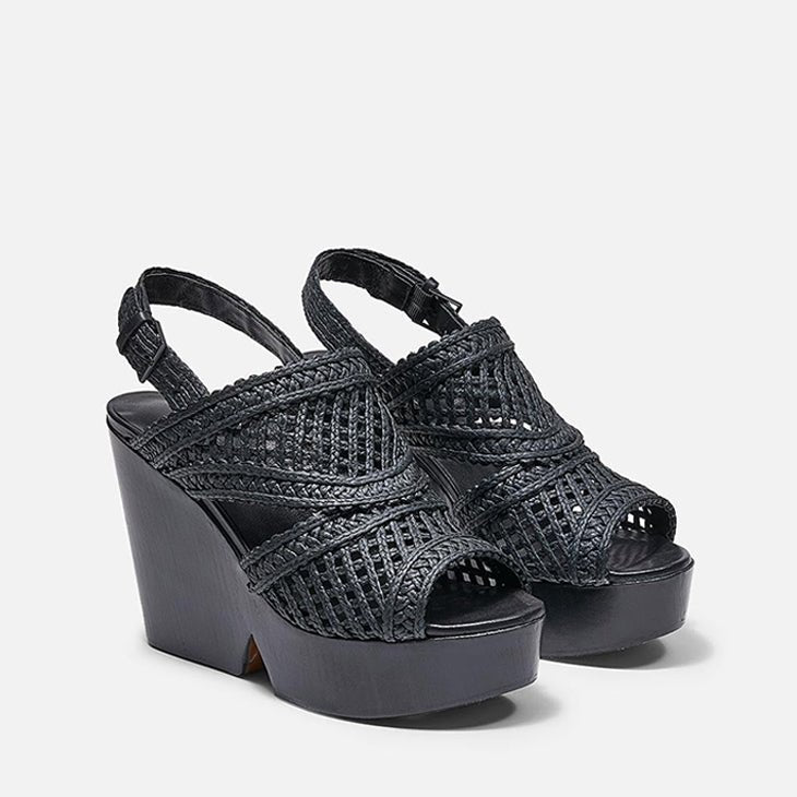 SANDALS - DADY, black cellulose raffia || OUTLET - Clergerie Paris - USA