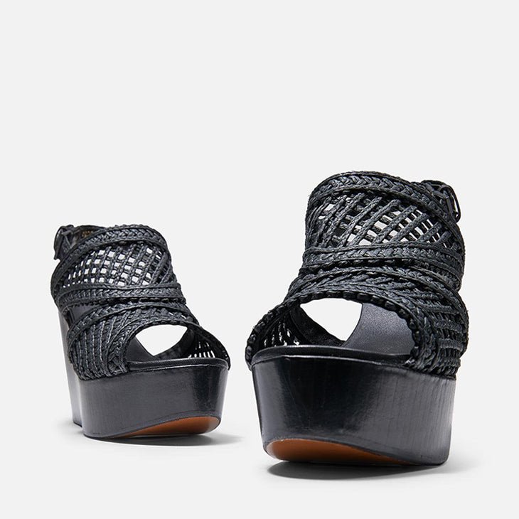 SANDALS - DADY, black cellulose raffia || OUTLET - Clergerie Paris - USA