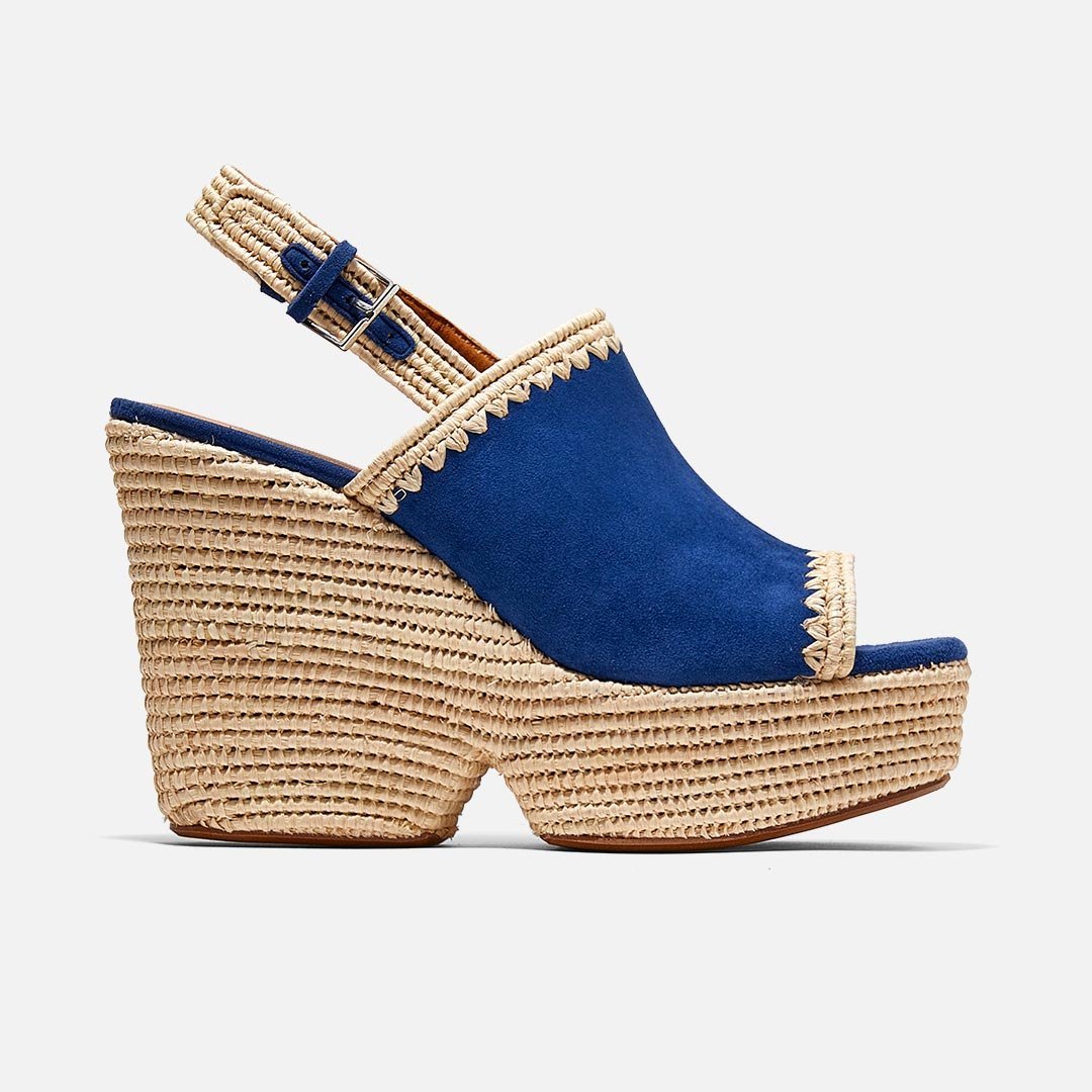 SANDALS - DAMYA sandals, blue pacific suede goatskin - DAMYANVYSDEM350 - Clergerie Paris - USA