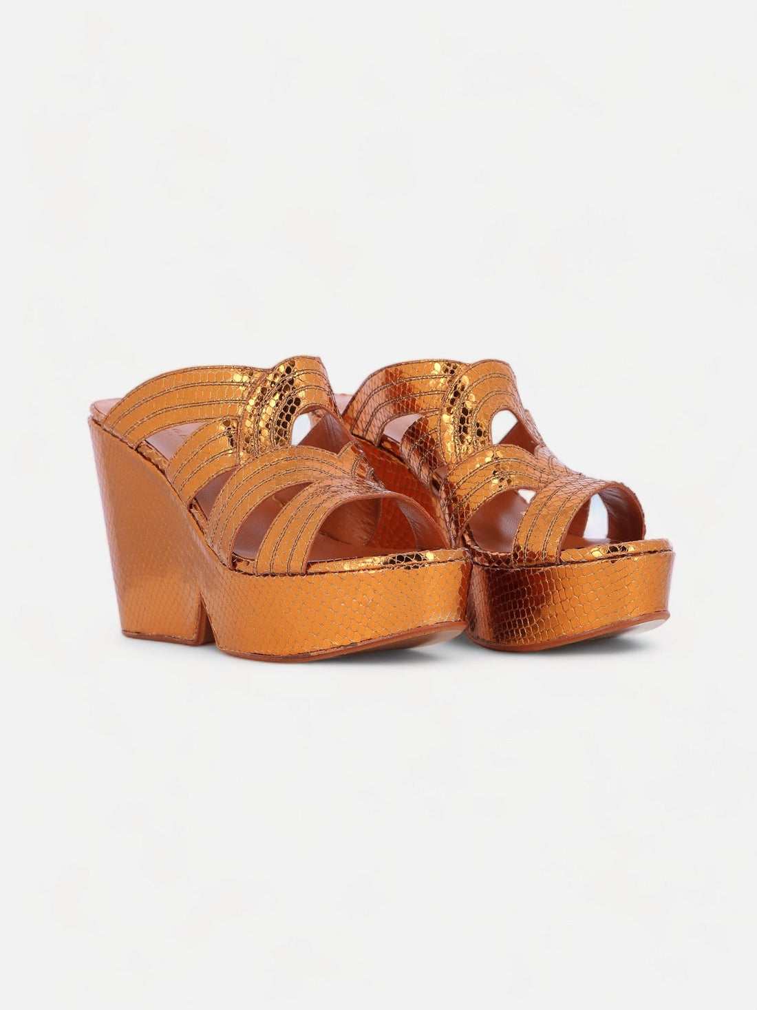 WEDGES - DIDIA, desert metallic snake effect - Clergerie Paris - USA