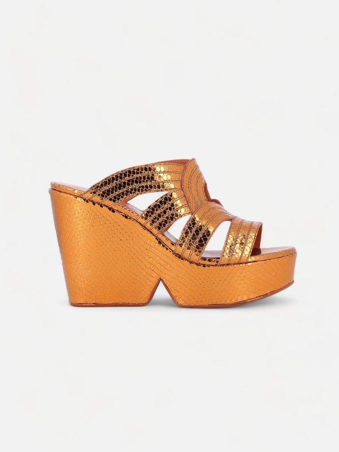 WEDGES - DIDIA, desert metallic snake effect - Clergerie Paris - USA