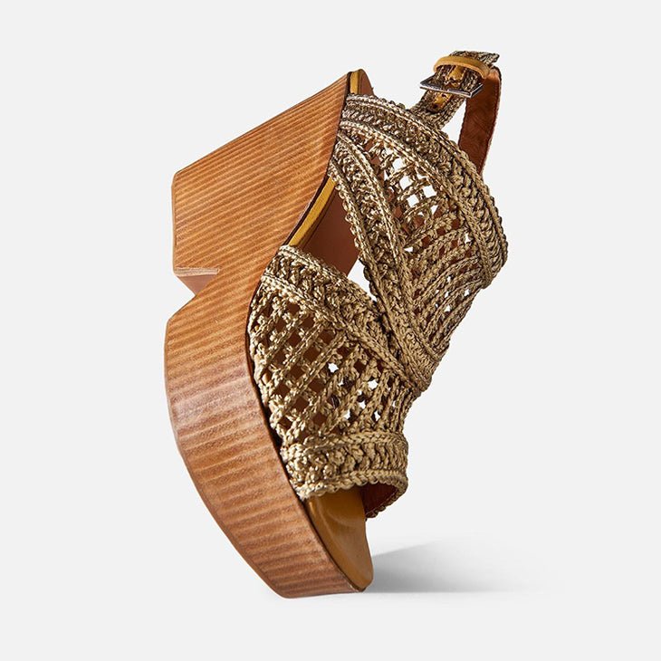 SANDALS - DIDY, yellow metal braid || OUTLET - Clergerie Paris - USA