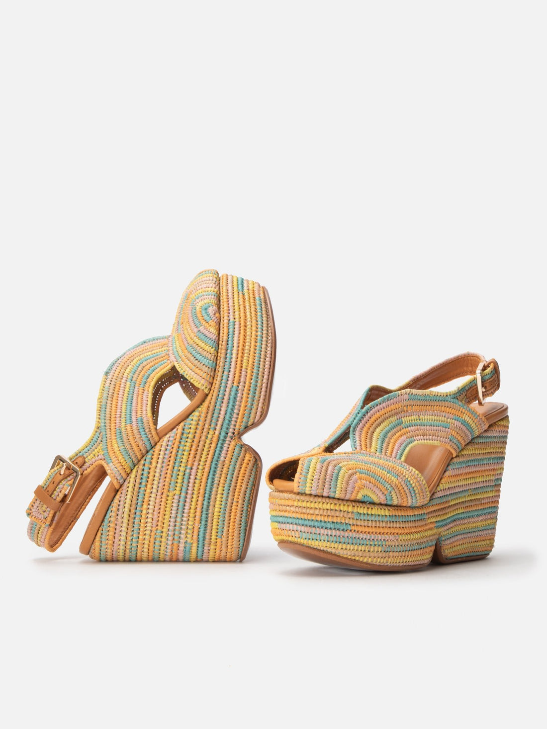 WEDGES - DOLCE4, pastel raffia - Clergerie Paris - USA