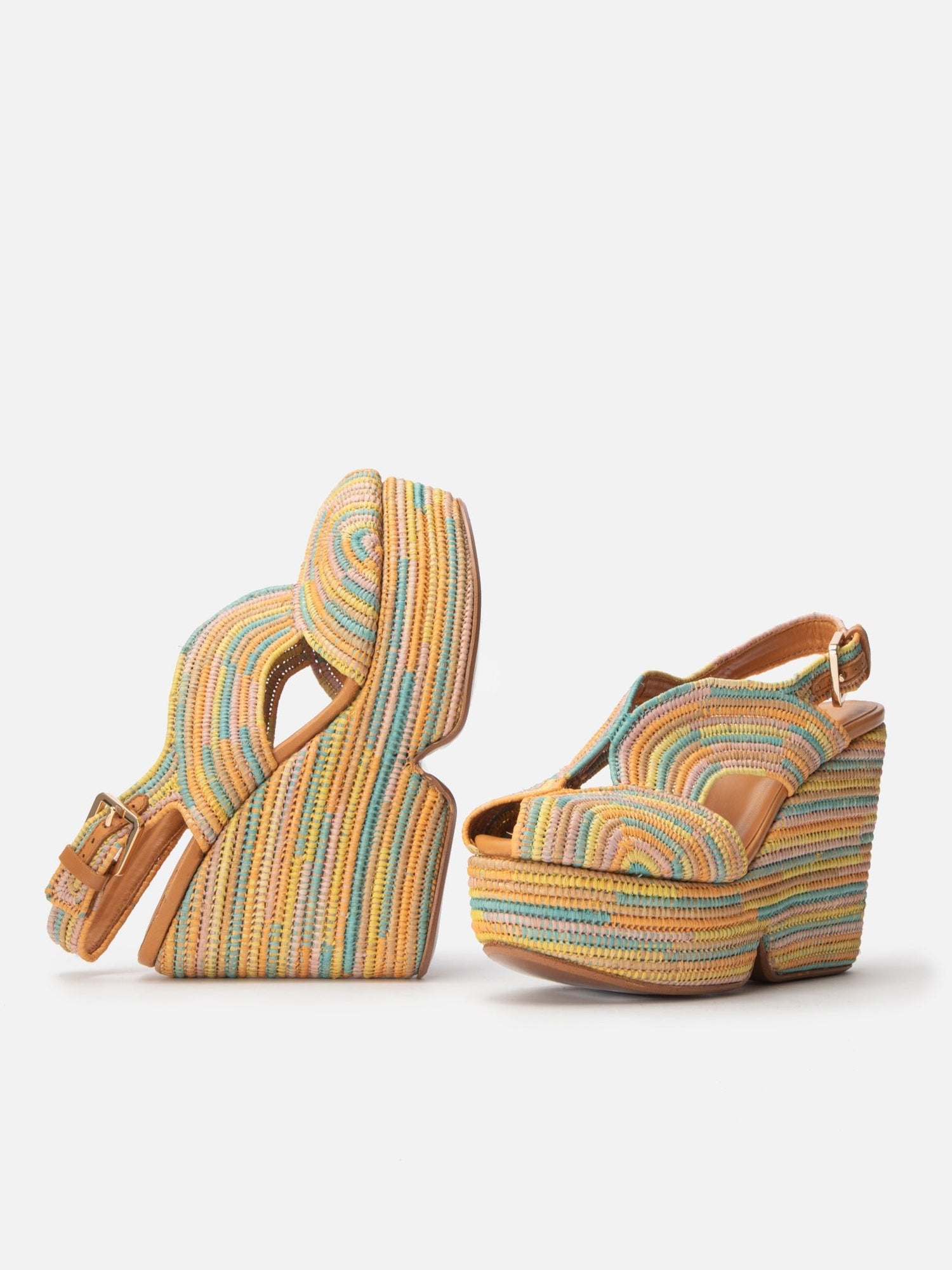 WEDGES - DOLCE4, pastel raffia - Clergerie Paris - USA