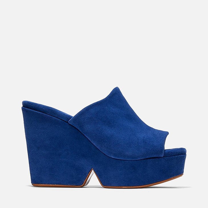 MULES - DOLCY, pacific blue suede - Clergerie Paris - USA