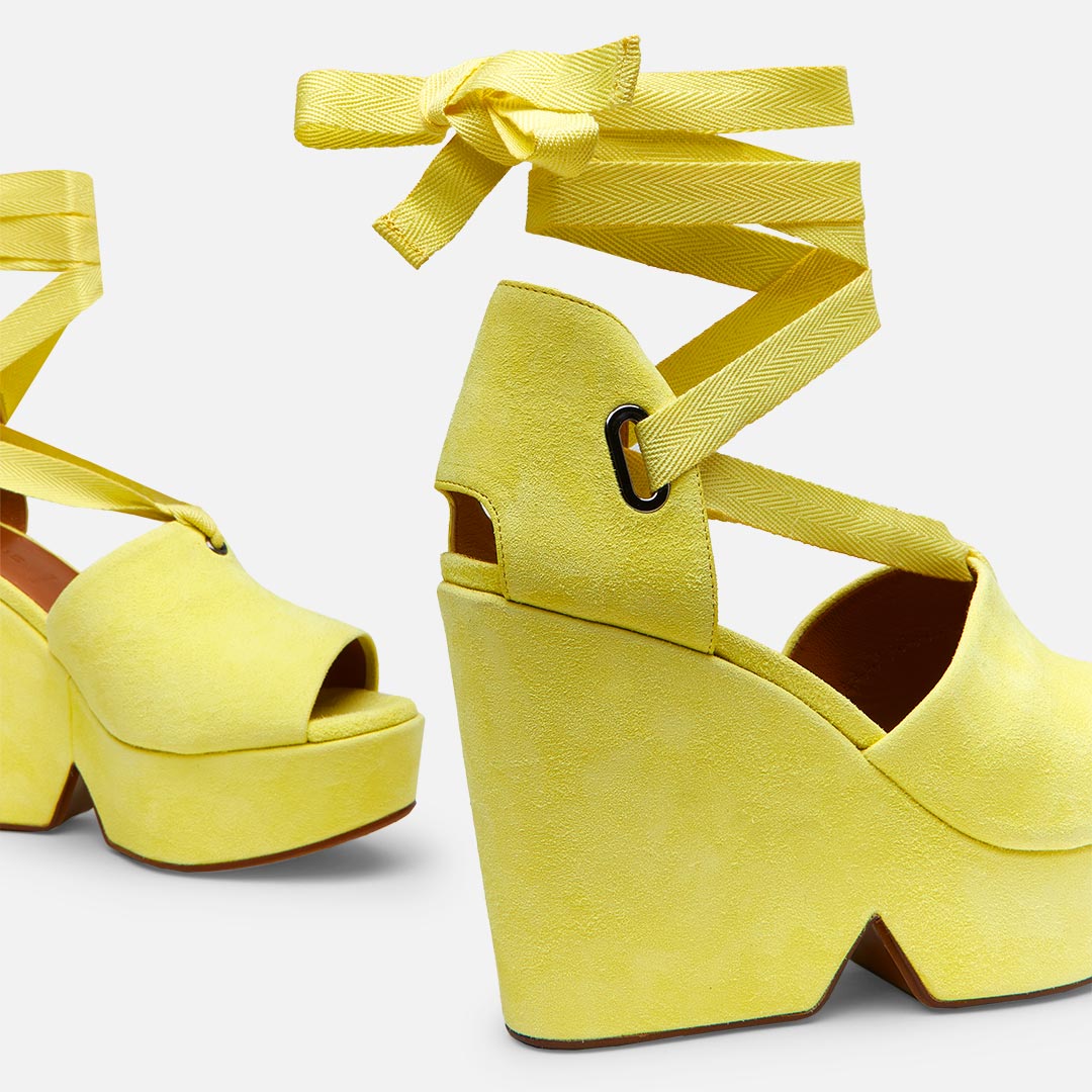 SANDALS - DOTY sandals, yellow suede goatskin || OUTLET - DOTYCVLEMSDEM350 - Clergerie Paris - USA