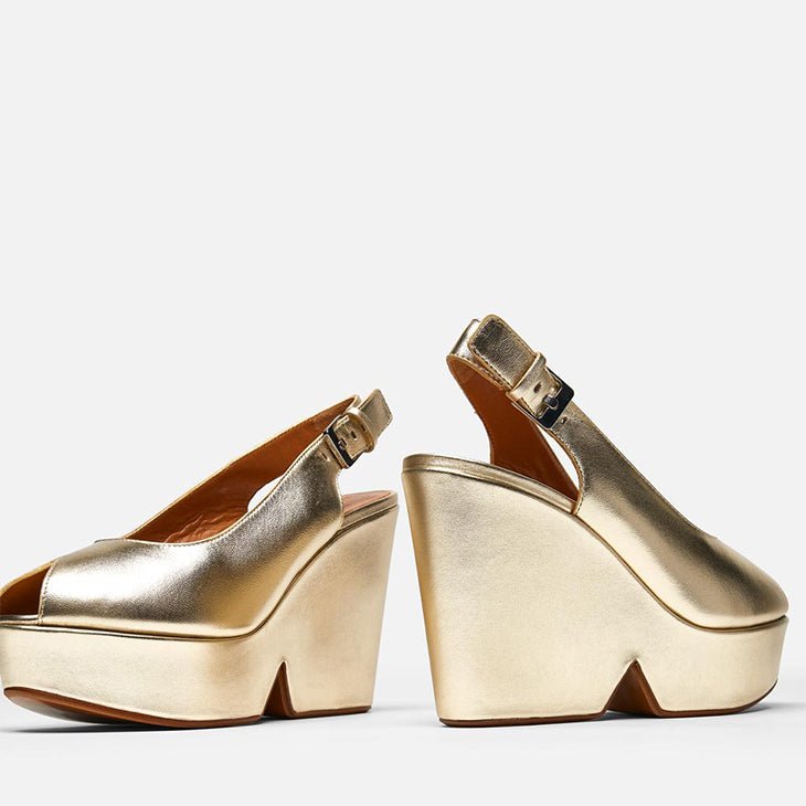 WEDGES - DYLAN, beige metal - Clergerie Paris - USA