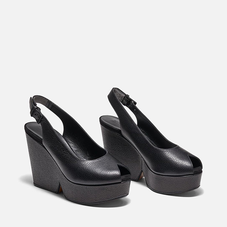 WEDGES - DYLAN, black caviar - Clergerie Paris - USA